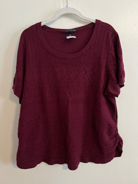 Lane Bryant Maroon Short Sleeve Sweater