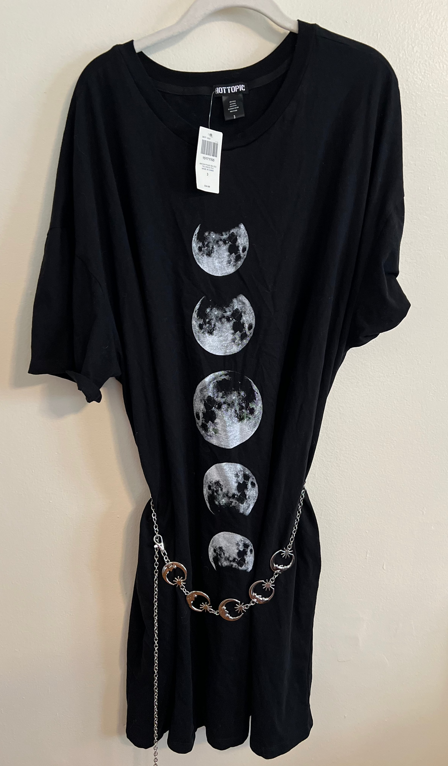 Hot Topic Moon T-shirt Dress w/belt