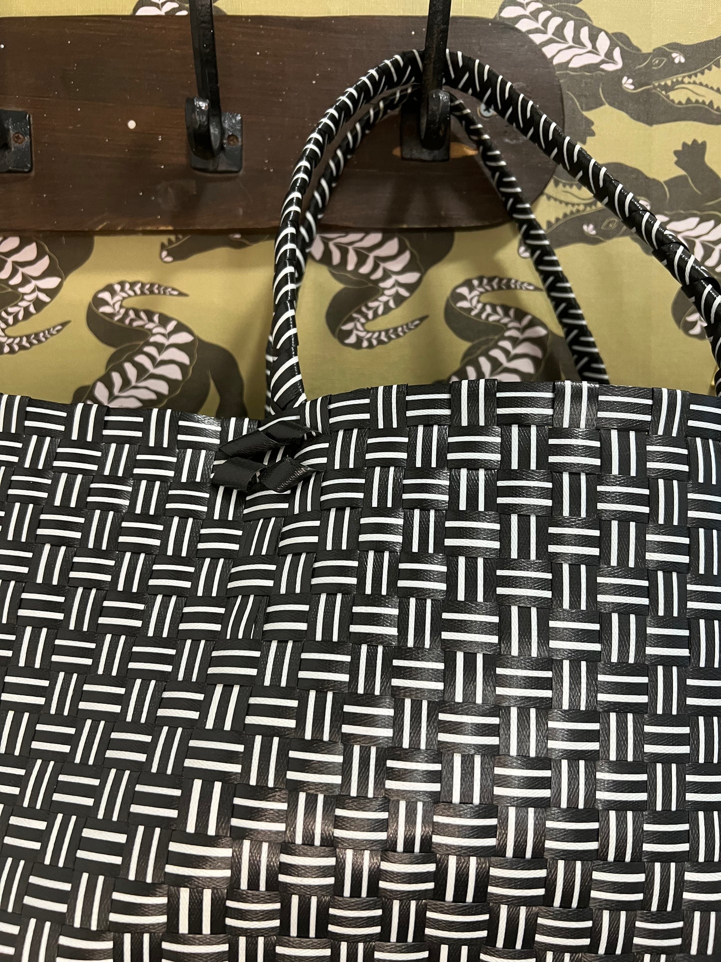 Black and White Weaved Tote Bag