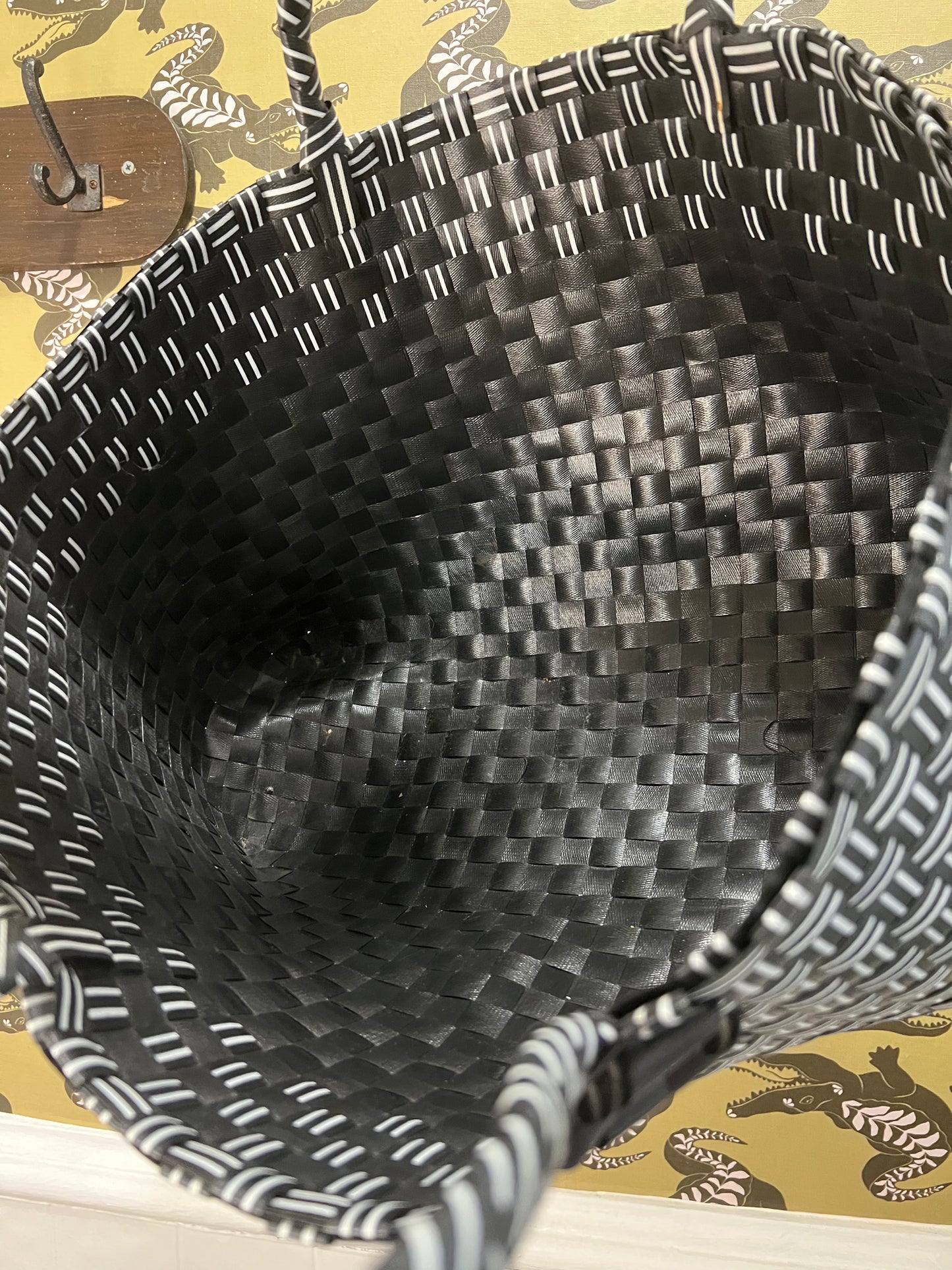 Black and White Weaved Tote Bag