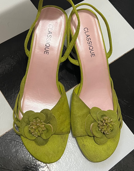 Classique Green Wedge Heels