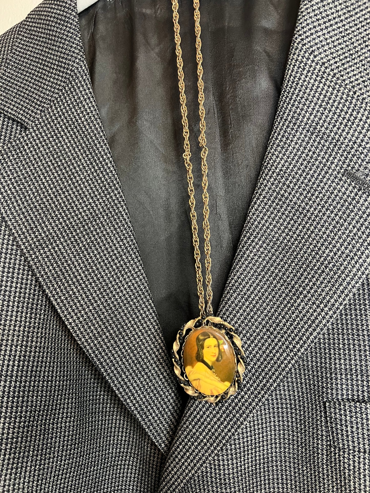 Vintage Necklace with Victorian Lady