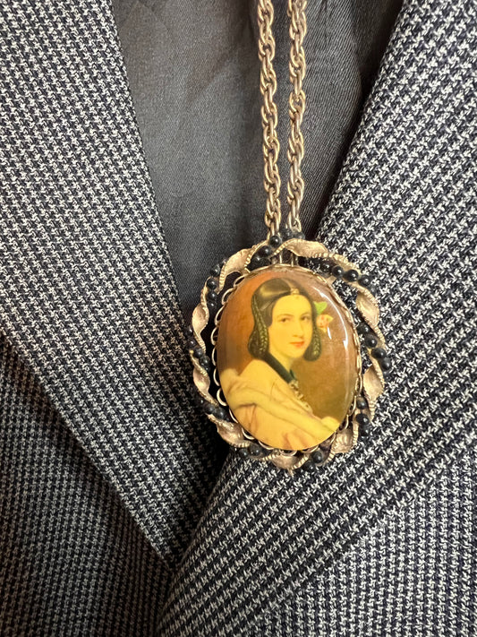 Vintage Necklace with Victorian Lady