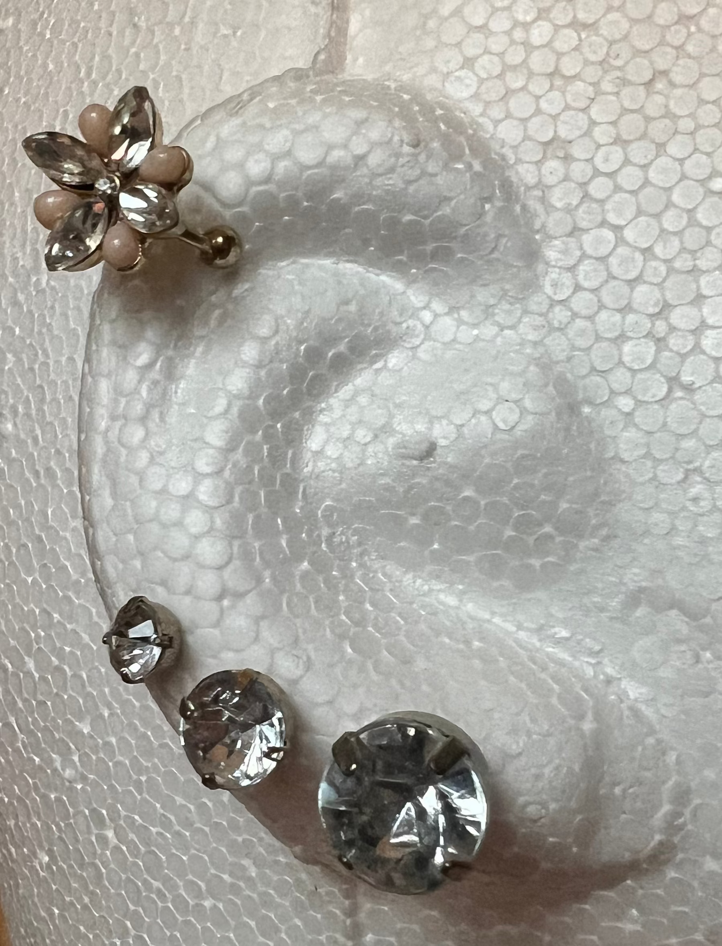Earring Stack with Flower Ear Cuff