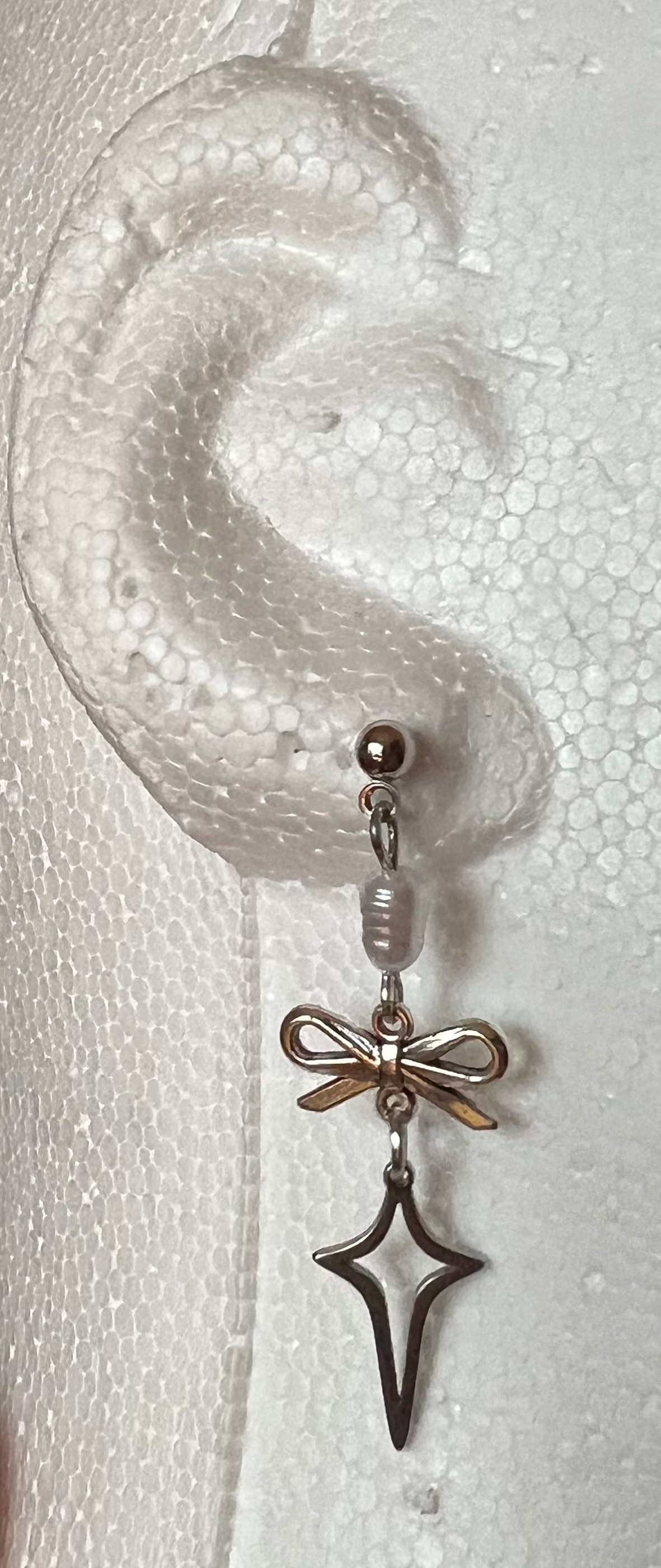 Silver Bow Stud Earrings