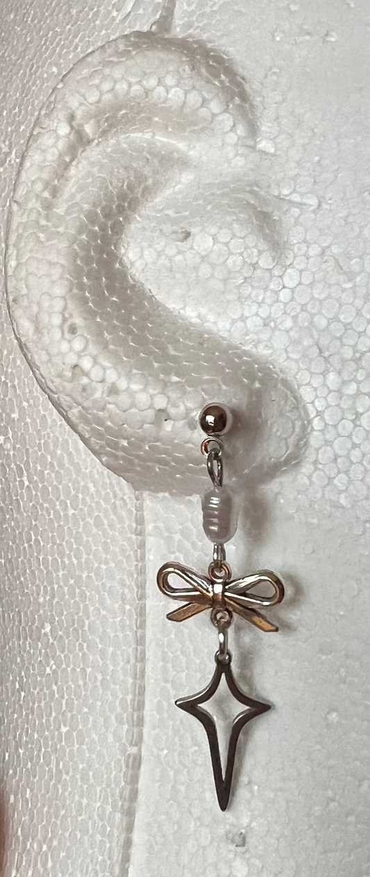 Silver Bow Stud Earrings