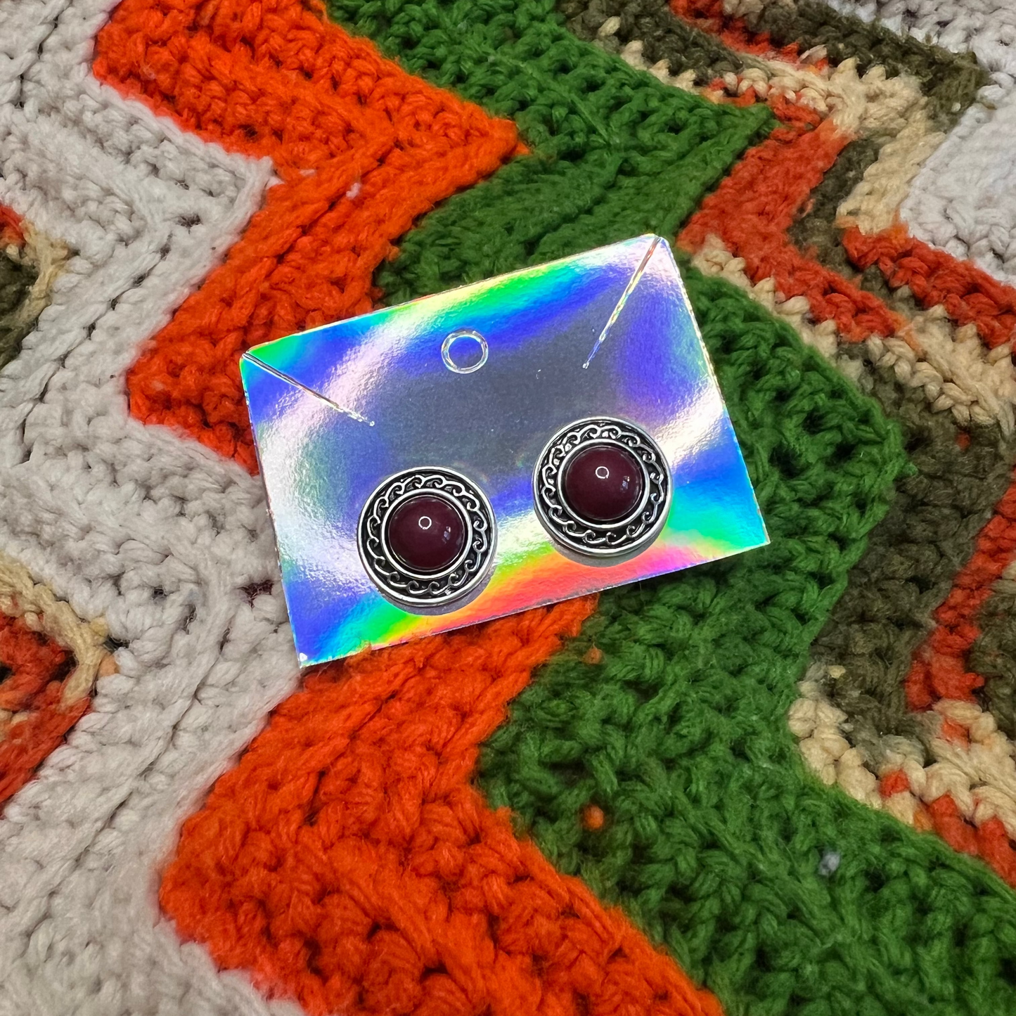 Maroon Stud Earrings