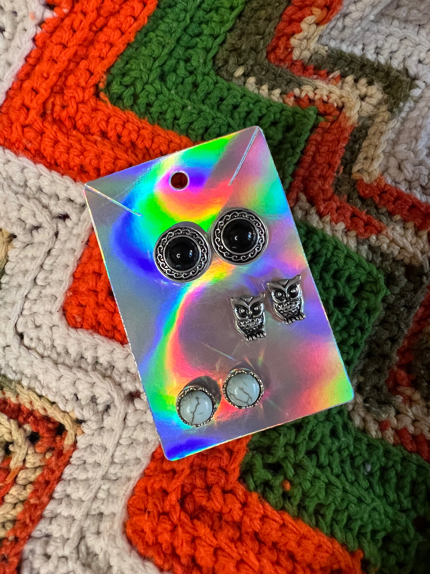 Silver Stud Earrings (3 pair)