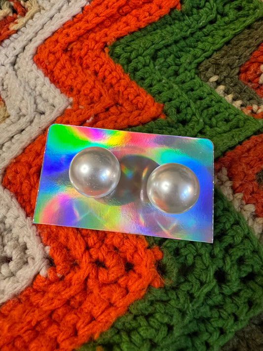 Large Faux Pearl Stud Earrings