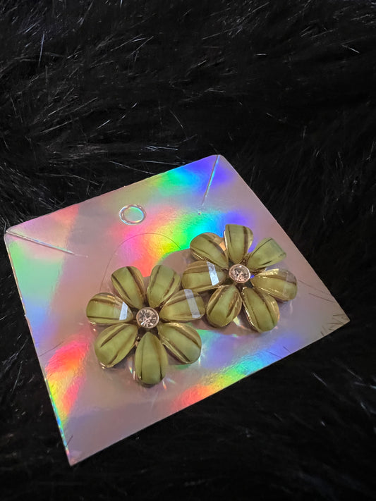 Green Flower Studs