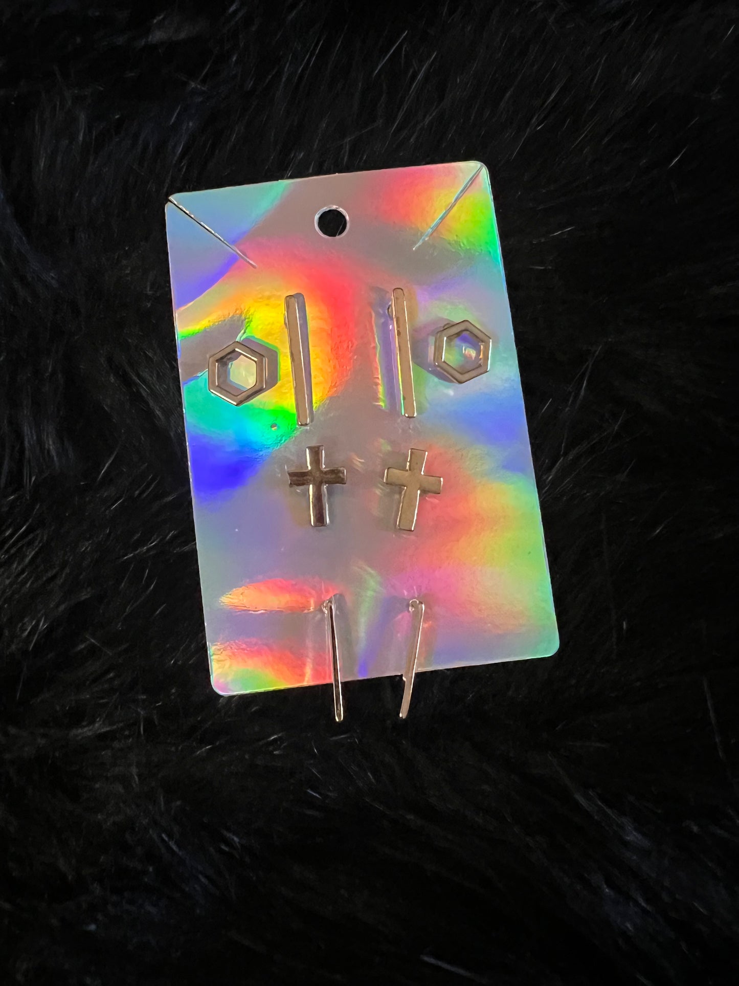 Gold Shapes Stud Earrings (4 Pairs)