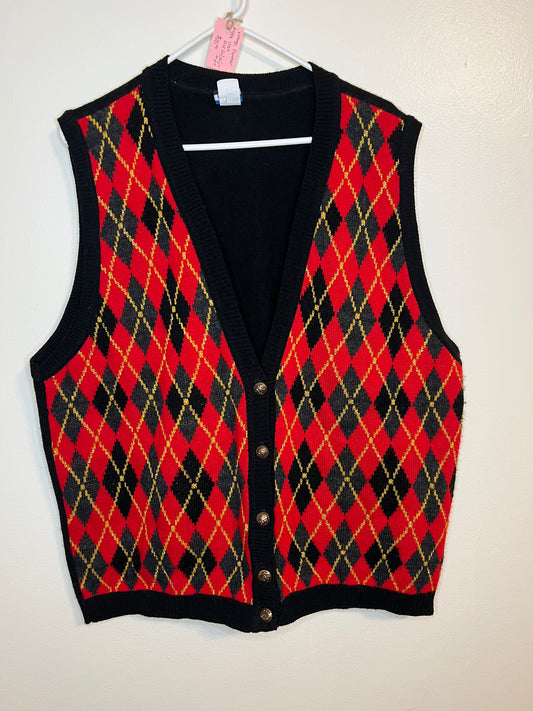 Vintage Panther Argyle Vest