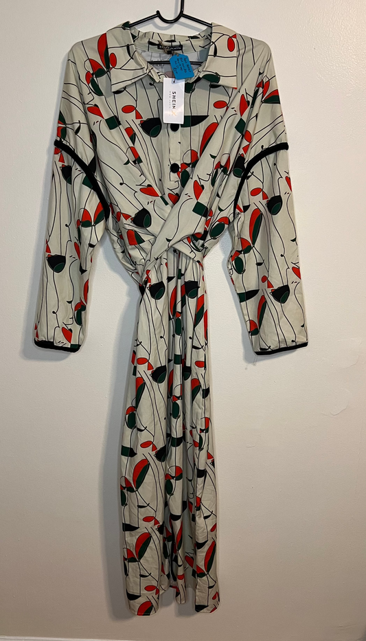 Shein Patterned Maxi Dress with Velvet Details