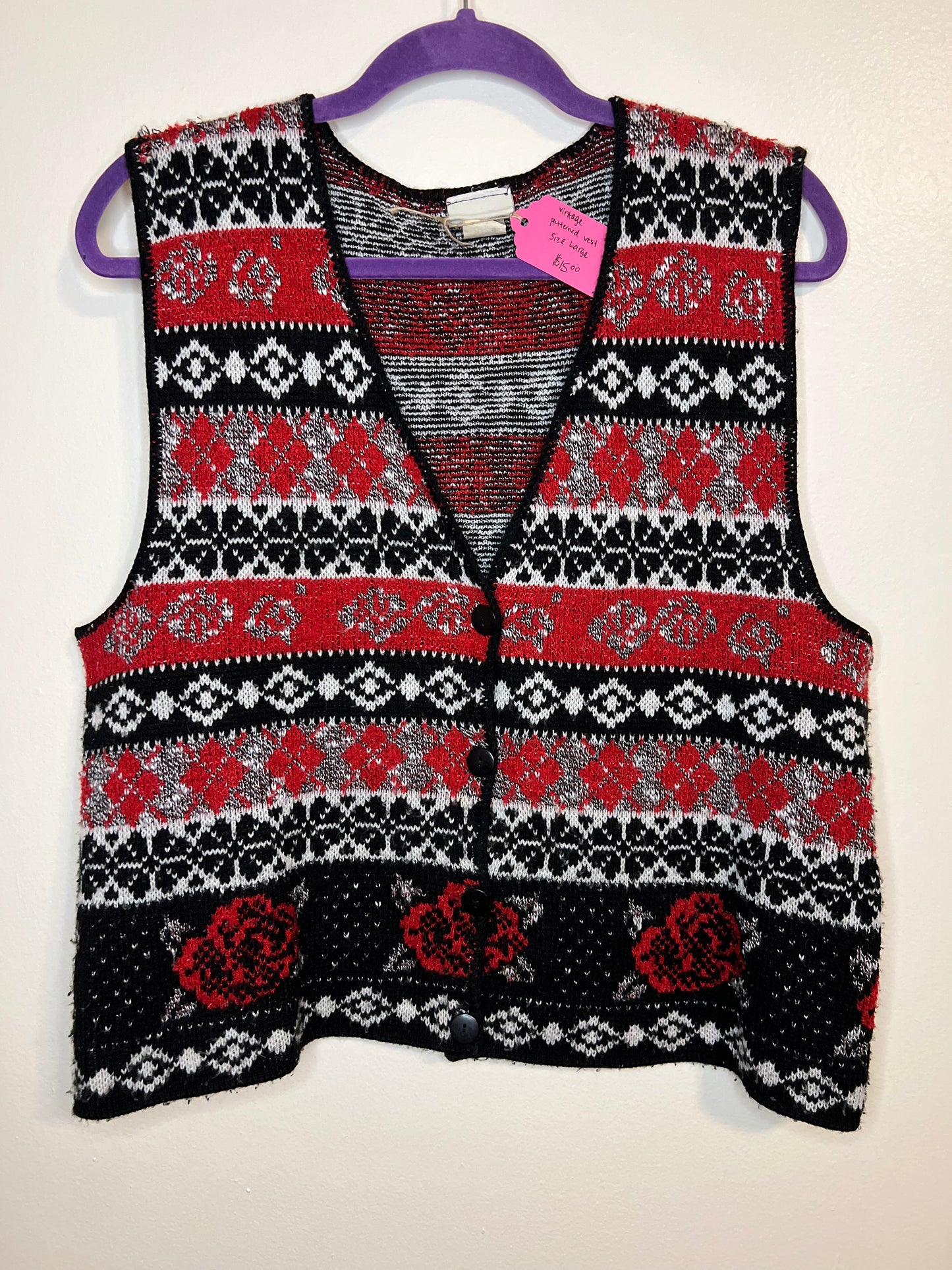 Vintage Patterned Rose Vest