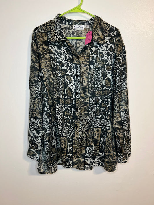 Vintage Nouveau Monde Animal Print Blouse