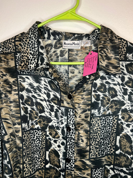 Vintage Nouveau Monde Animal Print Blouse