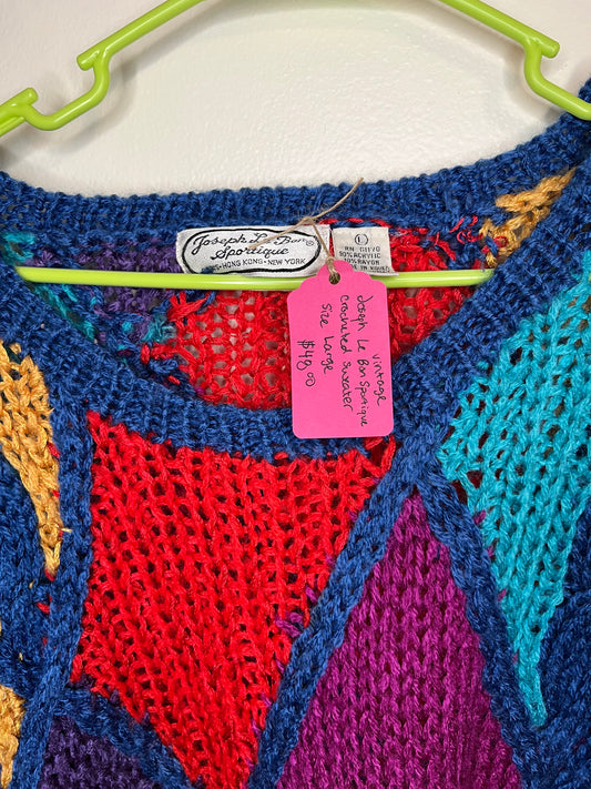 Vintage Joseph Le Bon Sportique Crocheted Diamond Sweater