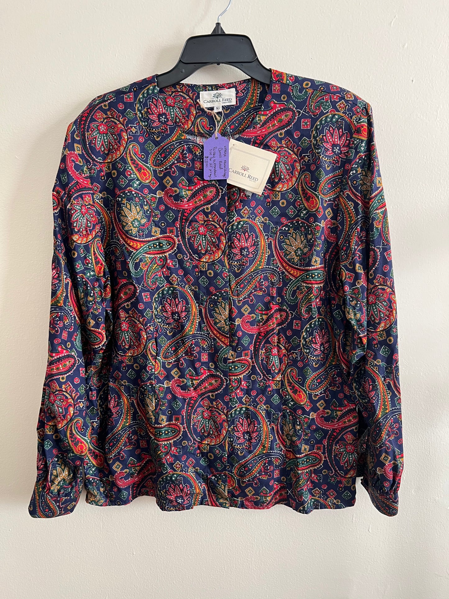 Vintage Carroll Reed Paisley Blouse