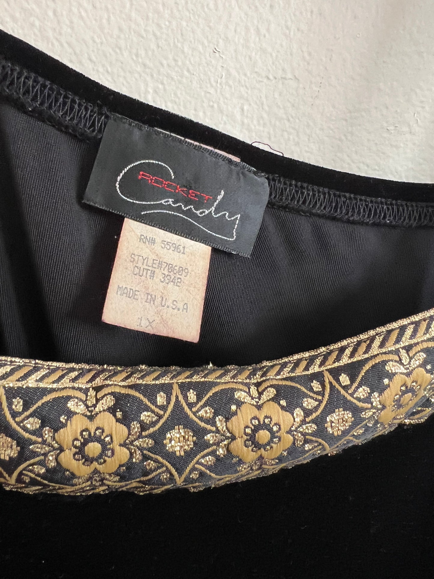 Vintage Rocket Candy Black Velvet Mini Dress