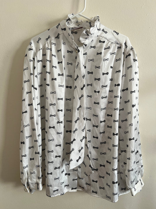 Vintage Bow Print Blouse