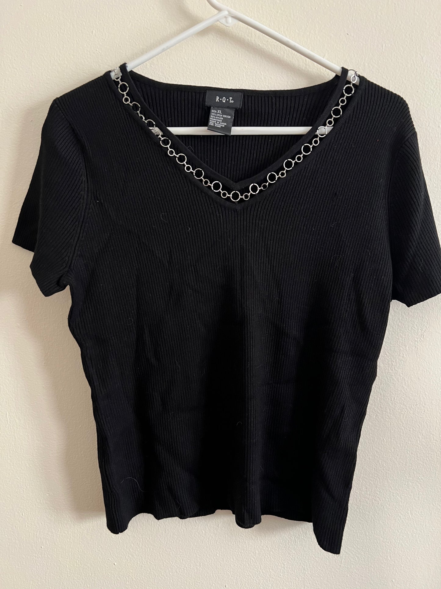 RQT Black Shirt with Chain Detail