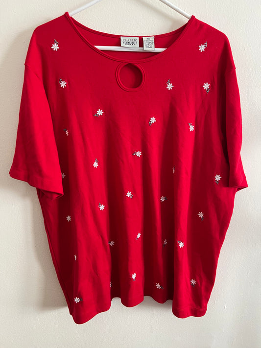 Classic Elements Red Daisy Sweater