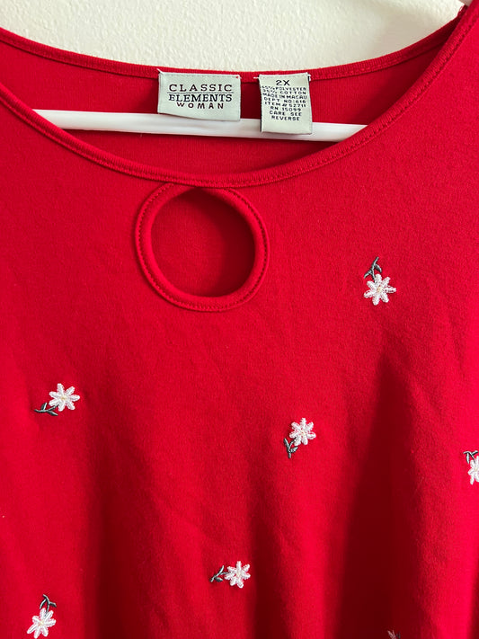 Classic Elements Red Daisy Sweater