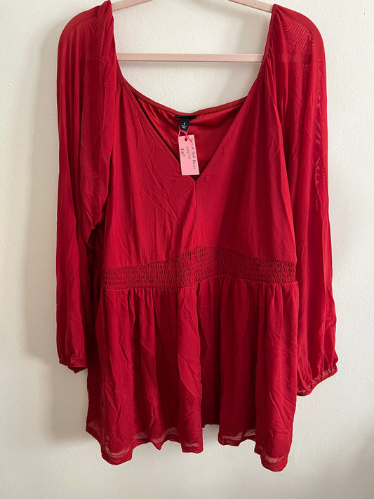 Torrid Red Sheer Blouse