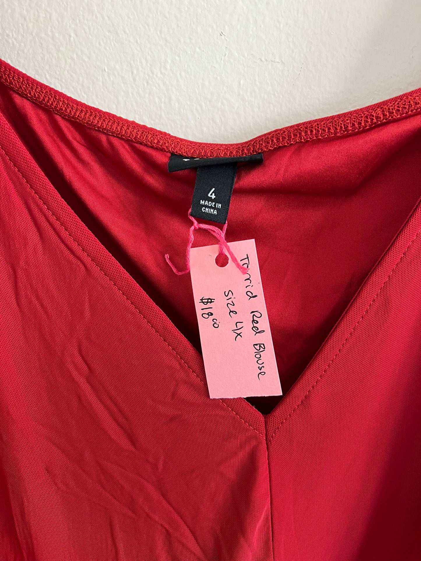 Torrid Red Sheer Blouse