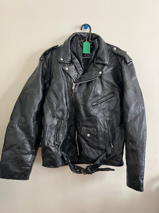 Vintage Diamond Plate Buffalo Leather Jacket