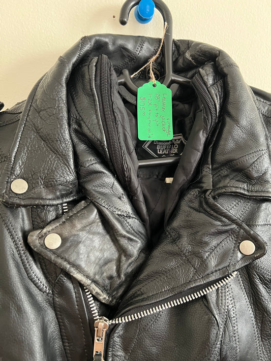 Vintage Diamond Plate Buffalo Leather Jacket