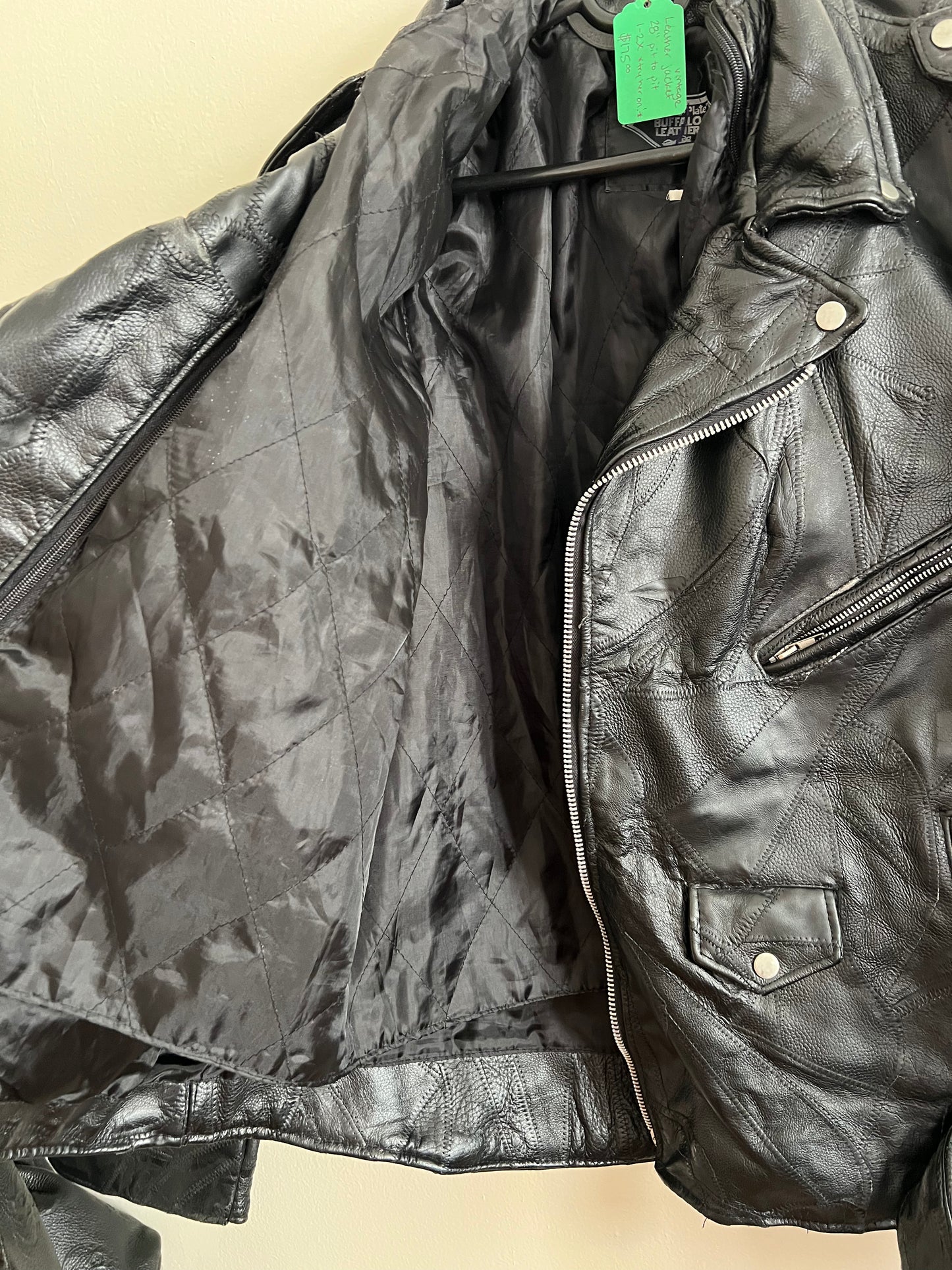 Vintage Diamond Plate Buffalo Leather Jacket