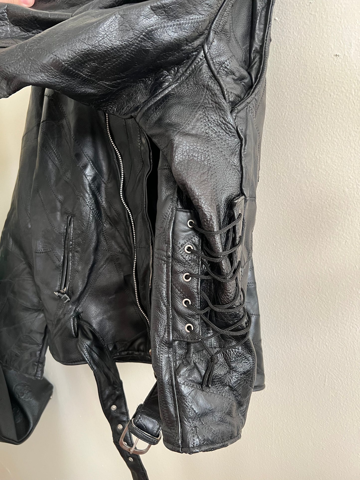 Vintage Diamond Plate Buffalo Leather Jacket