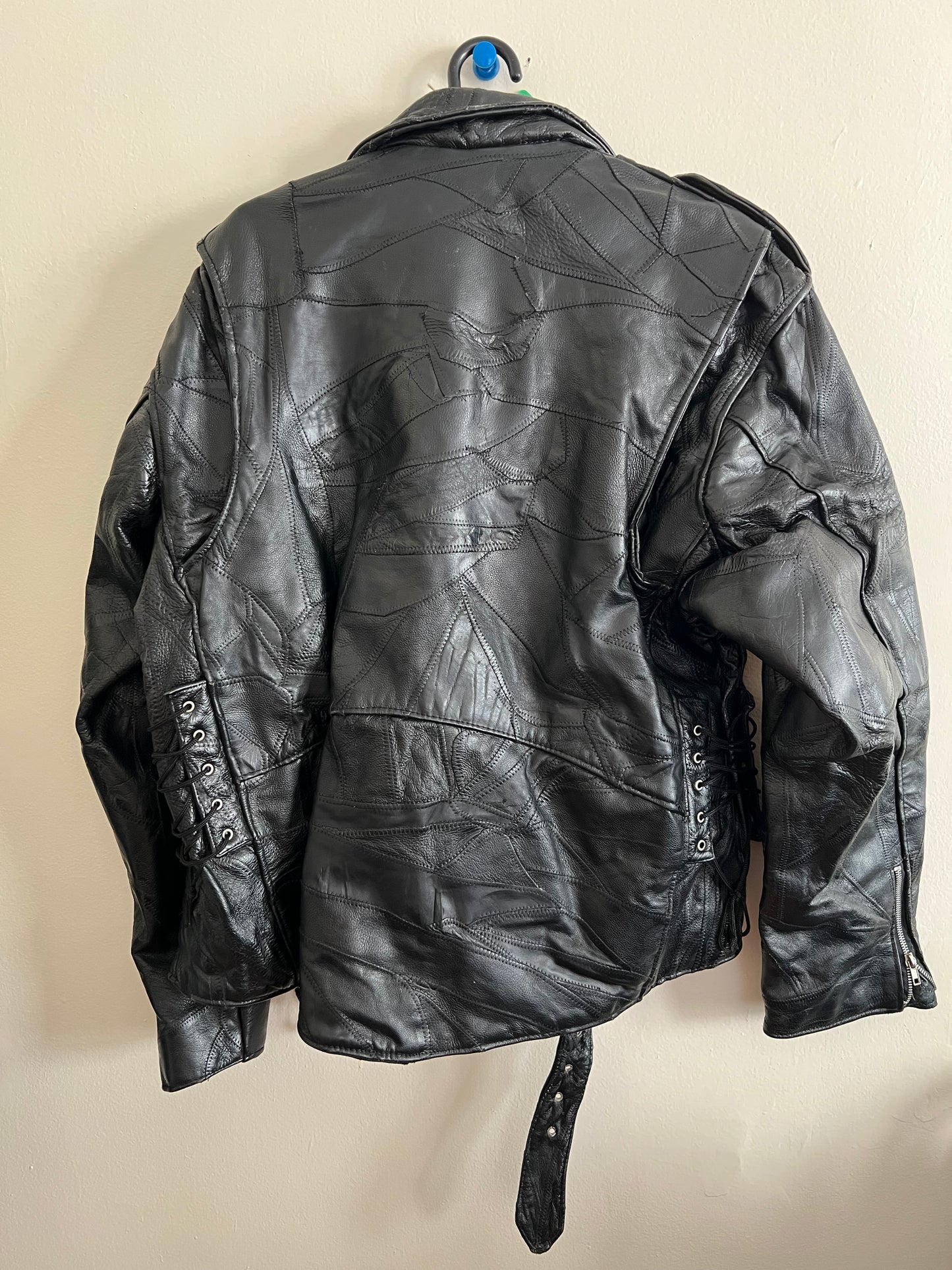 Vintage Diamond Plate Buffalo Leather Jacket