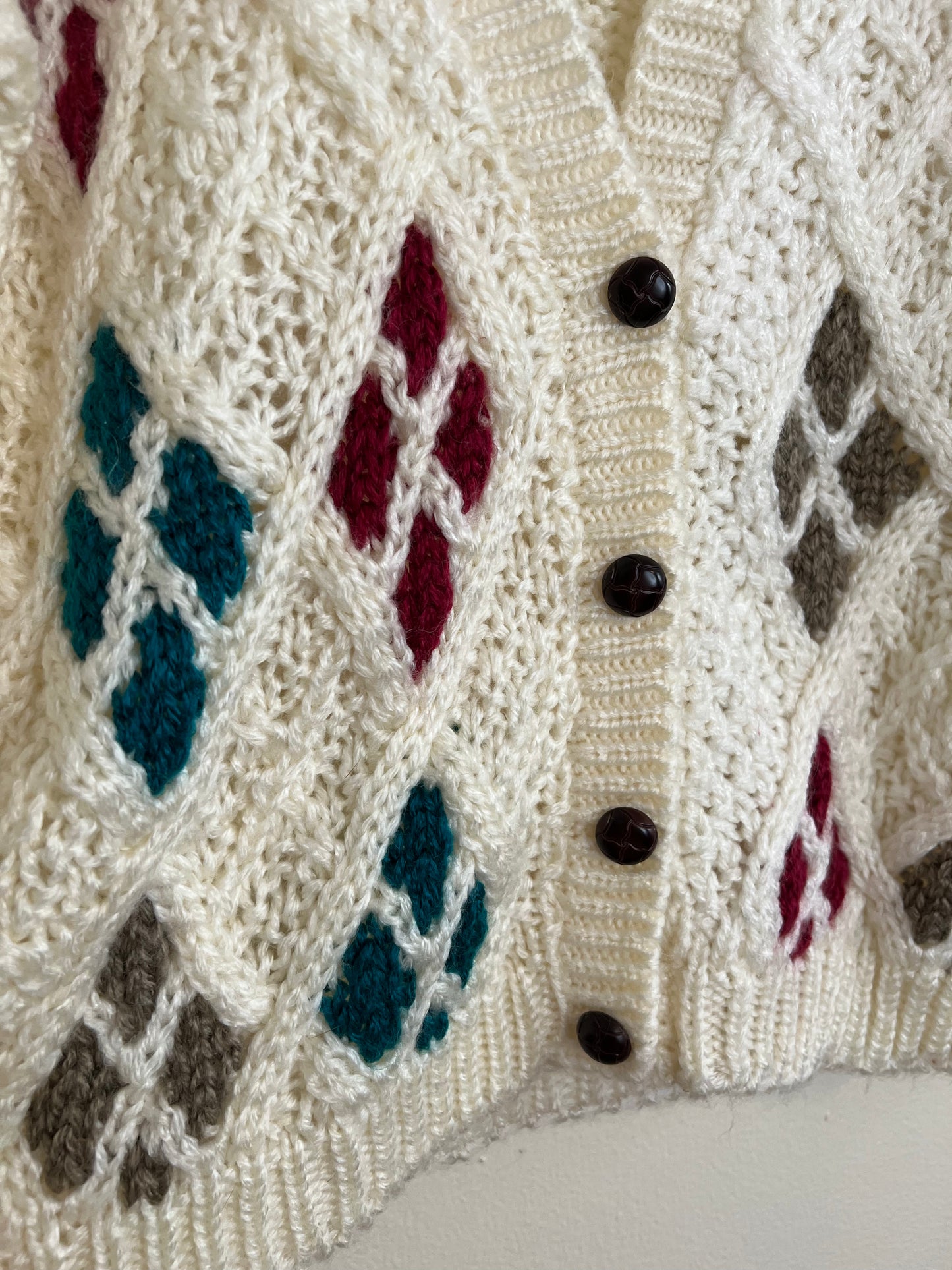 Vintage Laura Jean White Argyle Sweater