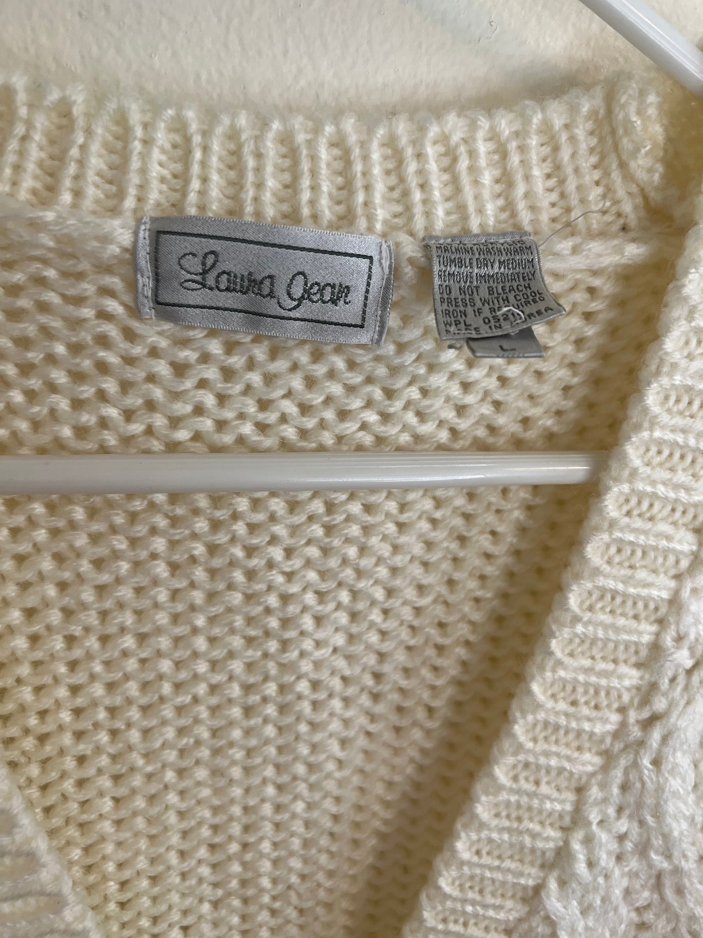 Vintage Laura Jean White Argyle Sweater