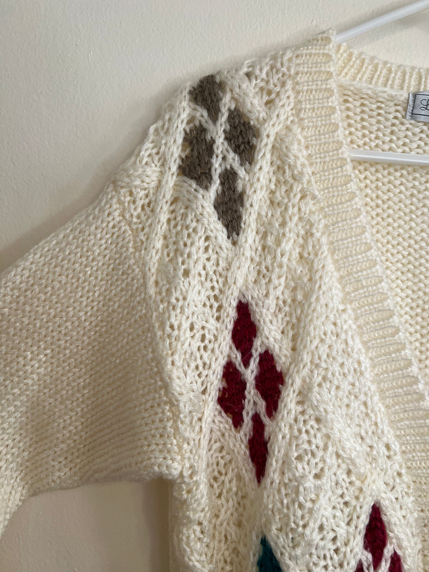 Vintage Laura Jean White Argyle Sweater