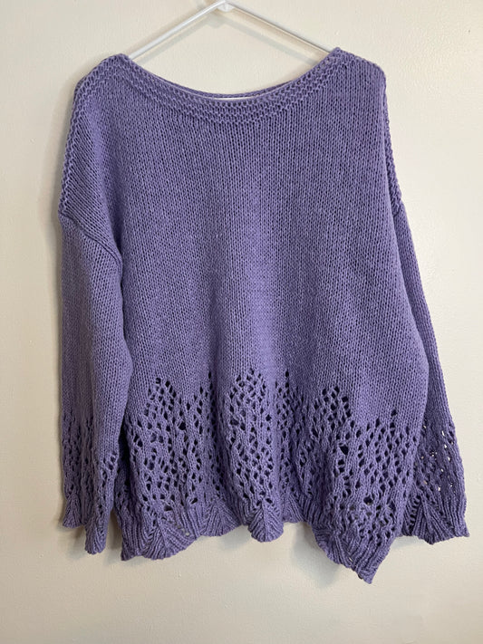 Shein Purple Crocheted Sweater