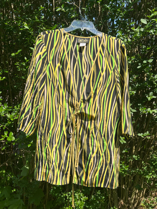 Vintage Bob Mackie Green Wavy Blouse