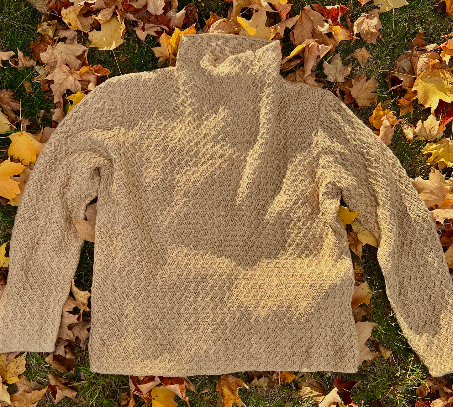 Pure & Simple Tan ZigZag Turtleneck Sweater