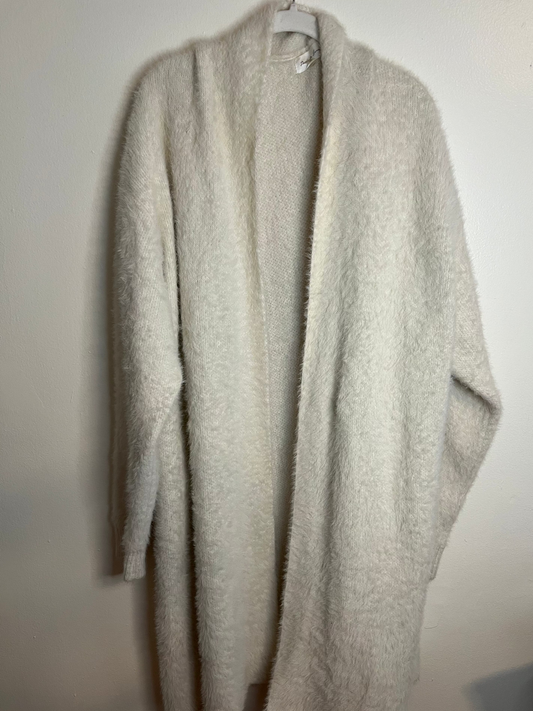Forever 21 White Duster Cardigan/Sweater