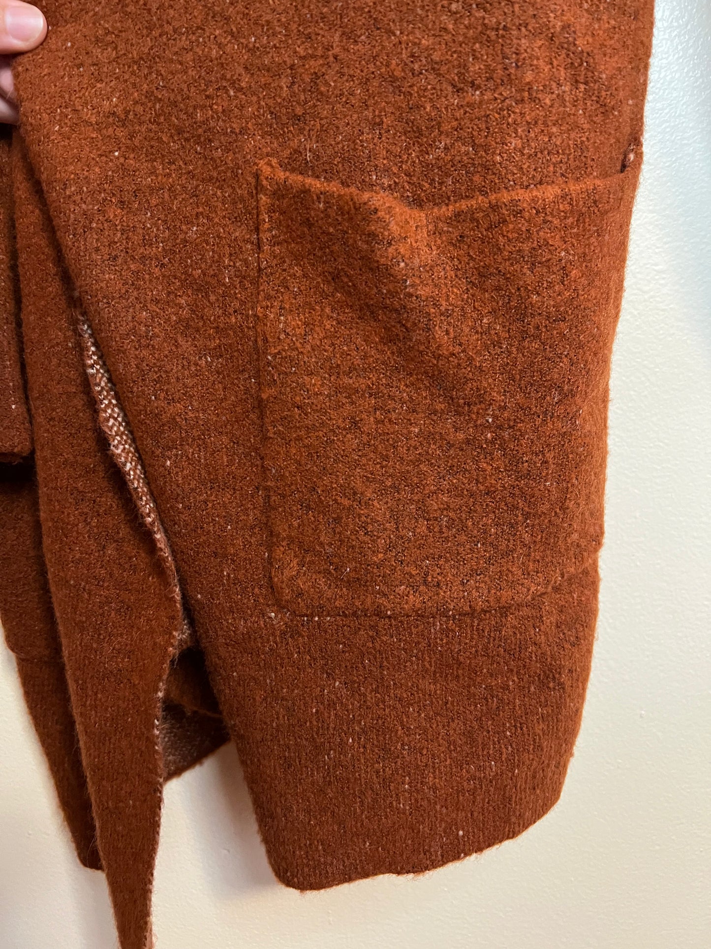Forever 21 Orange And Beige Knee Length Cardigan