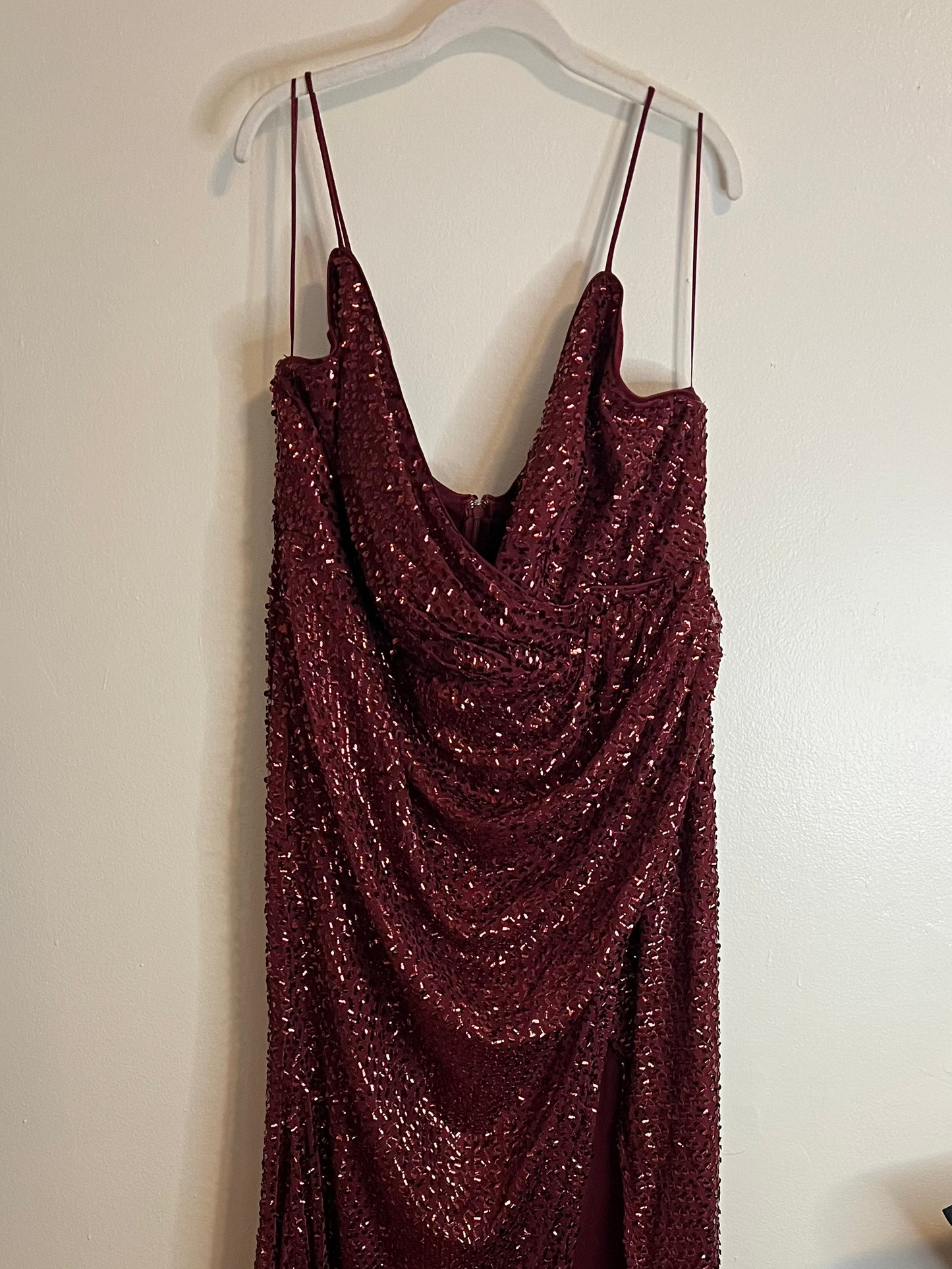 Fashion Nova Red Sequin Dress With Slit Detail
