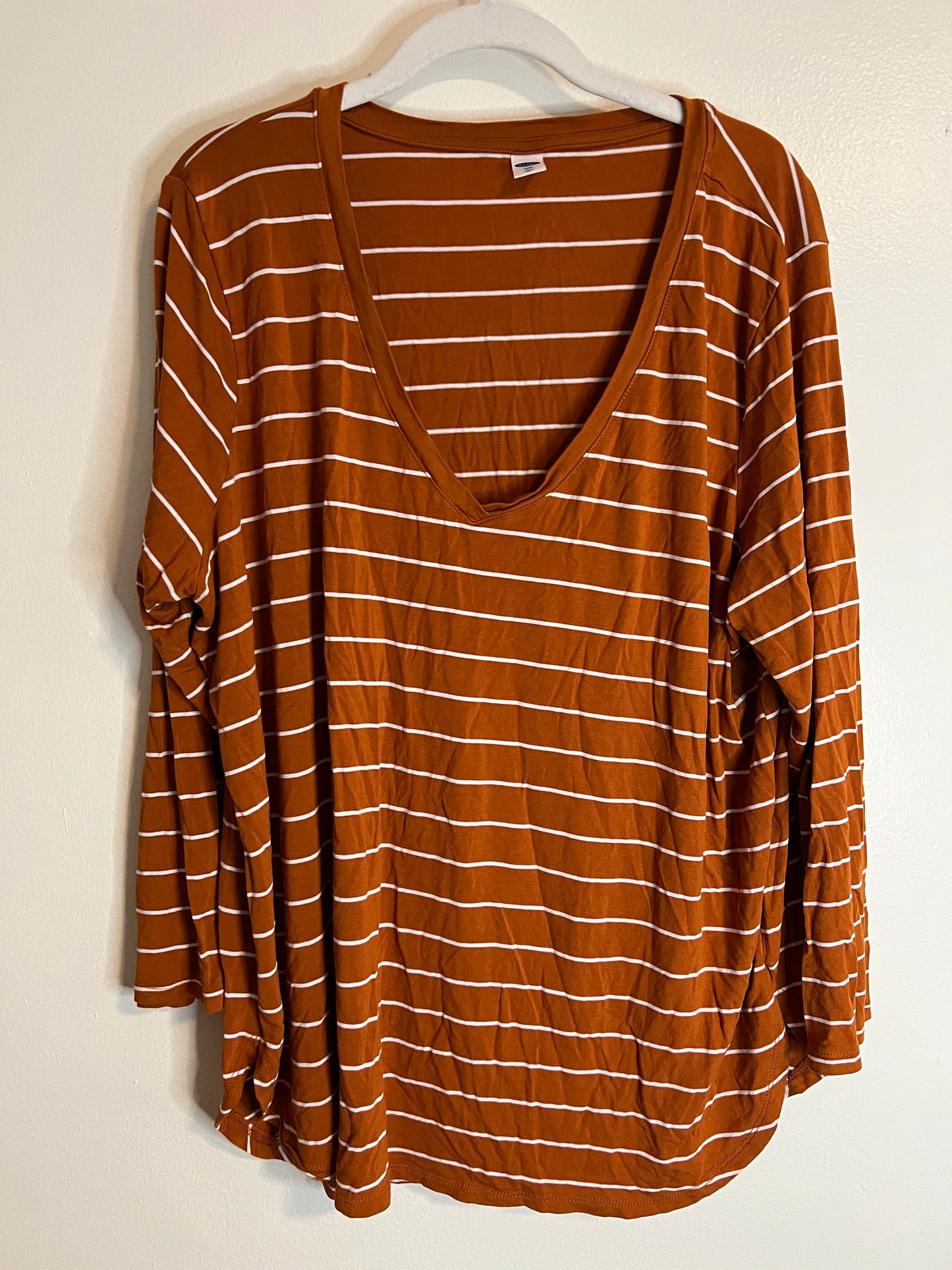 Old Navy Orange And White Striped T Shirt Mid Sleeve