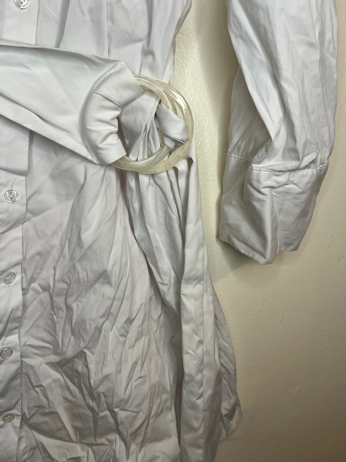 Eloquii White Button Down Dress With Belt