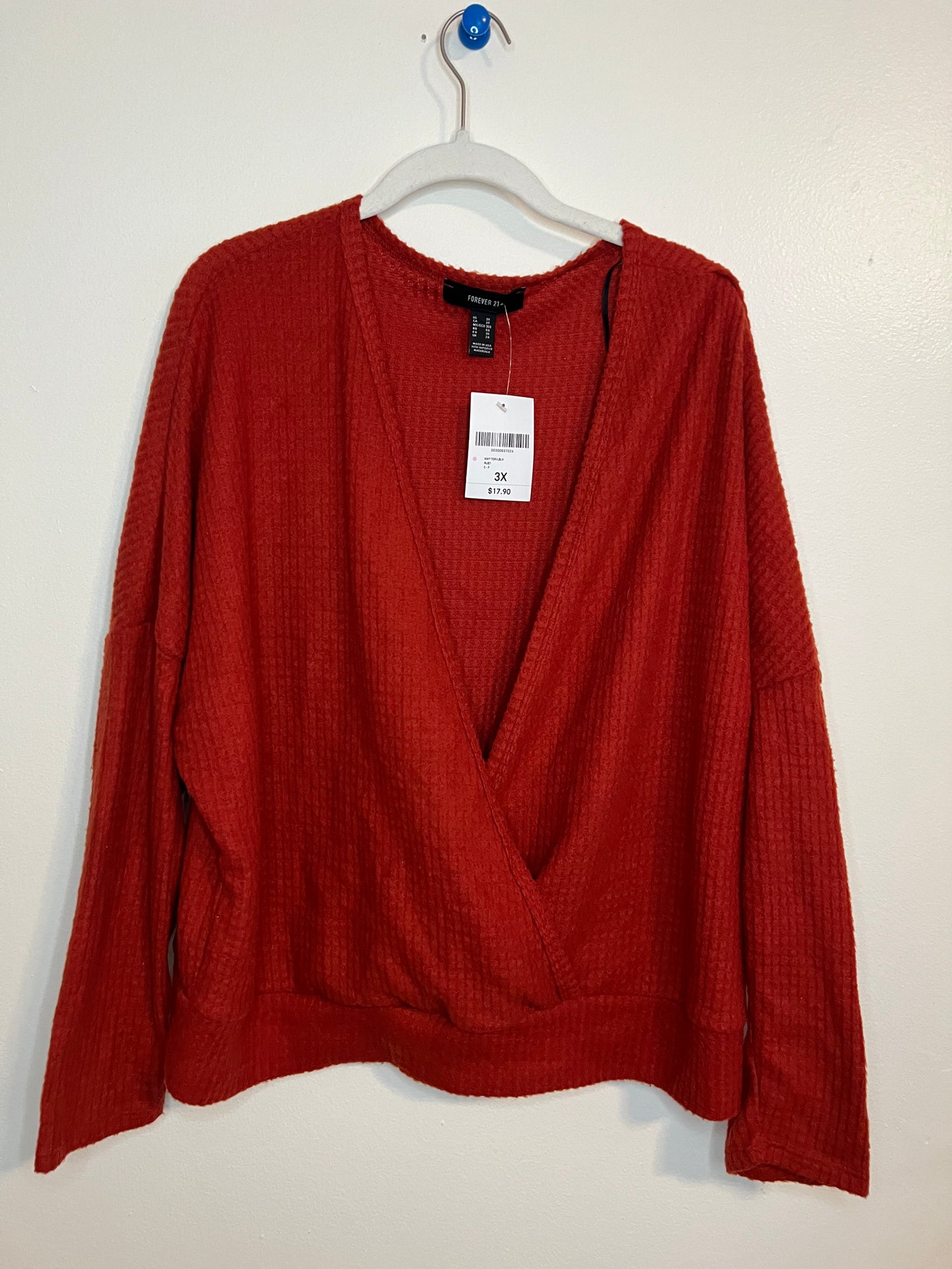Forever 21 Red Cropped V Neck Sweater