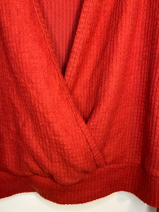 Forever 21 Red Cropped V Neck Sweater