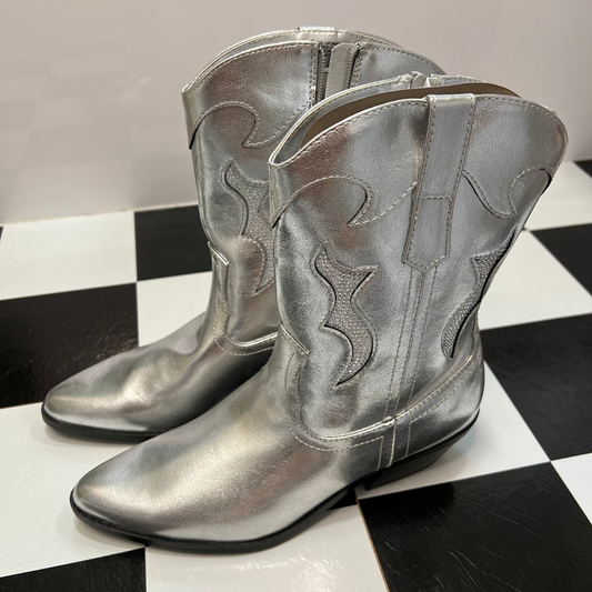 No Boundaries Silver Cowboy Boots