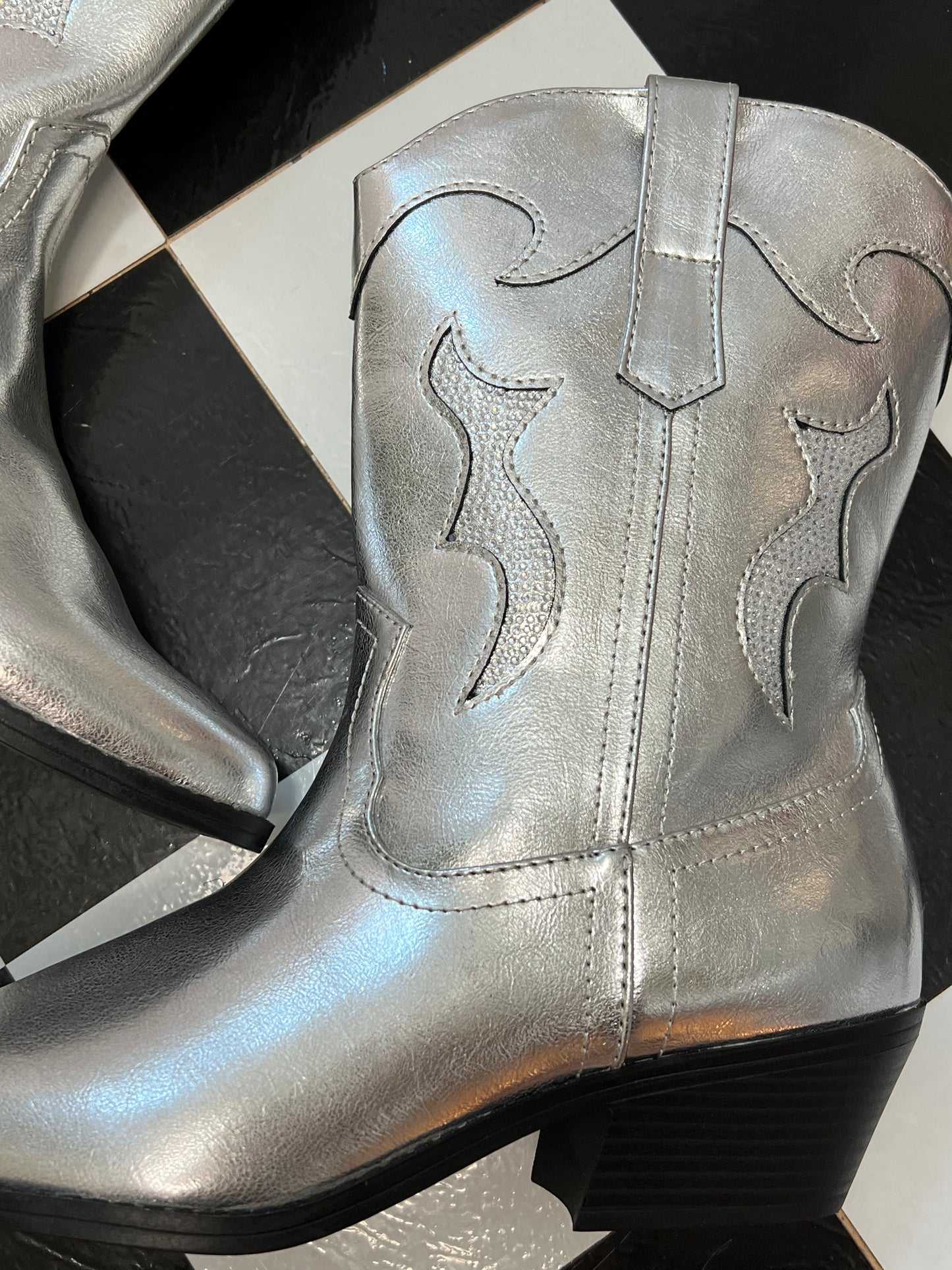 No Boundaries Silver Cowboy Boots