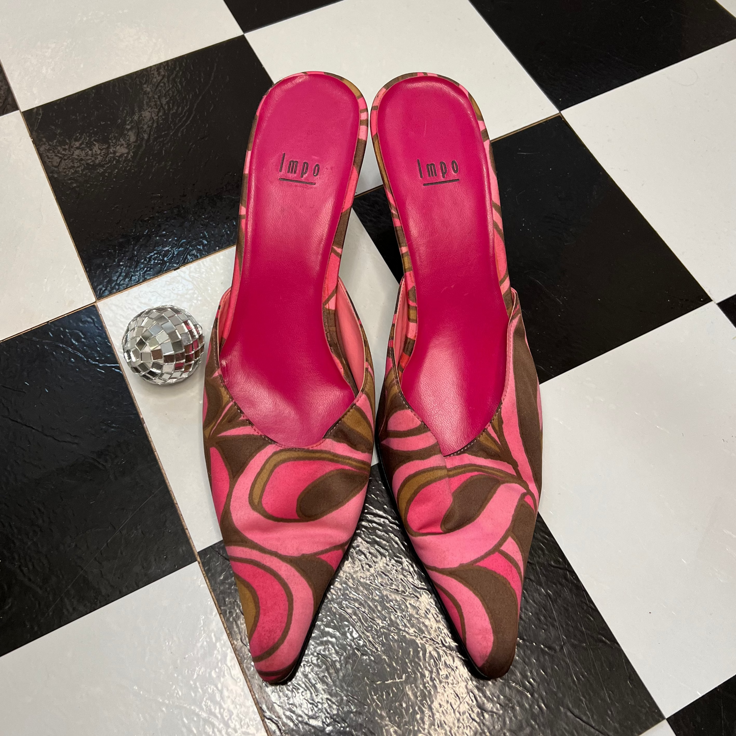 Impo Y2K Patterned Pointed Toe Kitten Heel